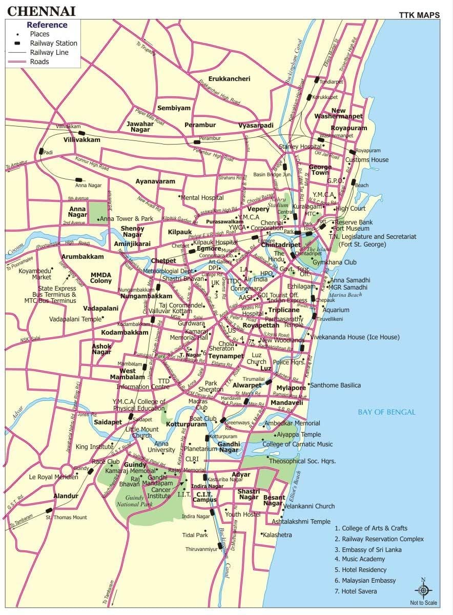 mapa puteva Chennai