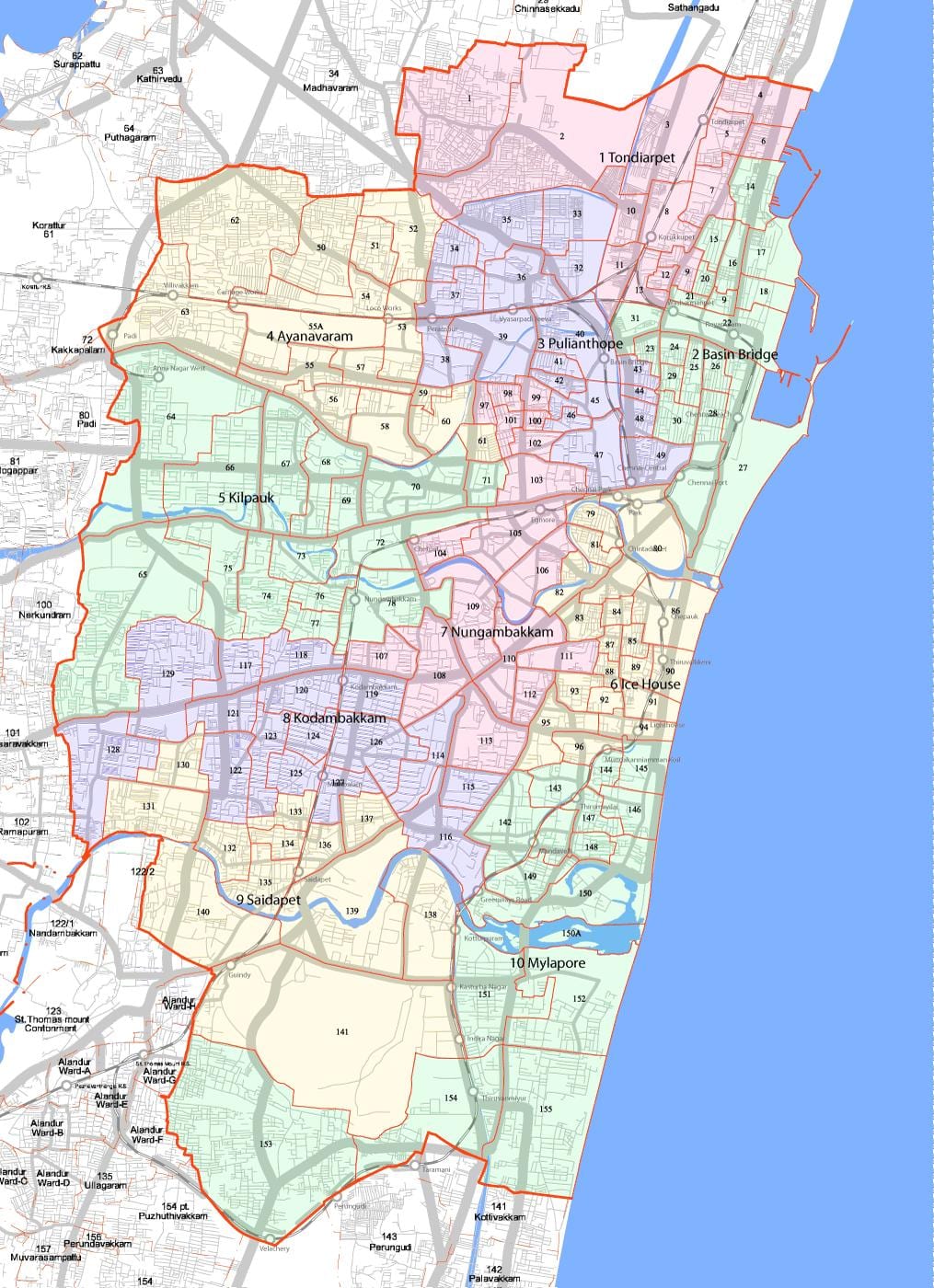 veći Chennai korporacije mapu