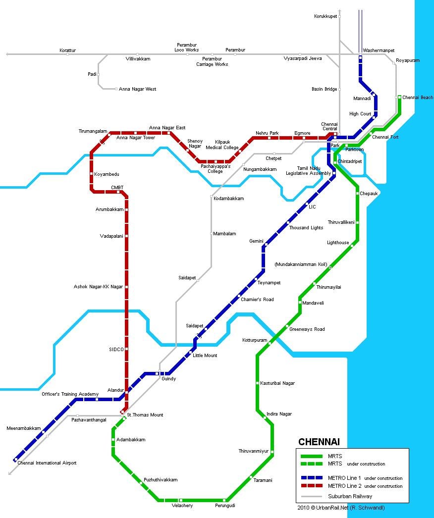 Chennai metro stanice mapu