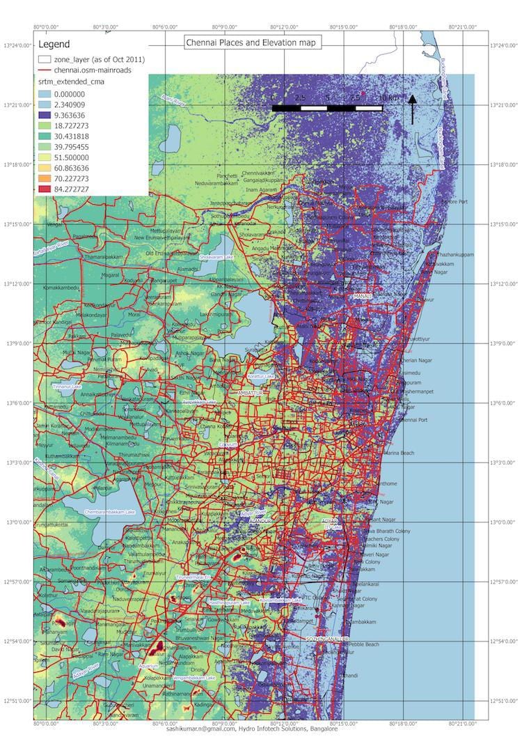 poplava mapu Chennai