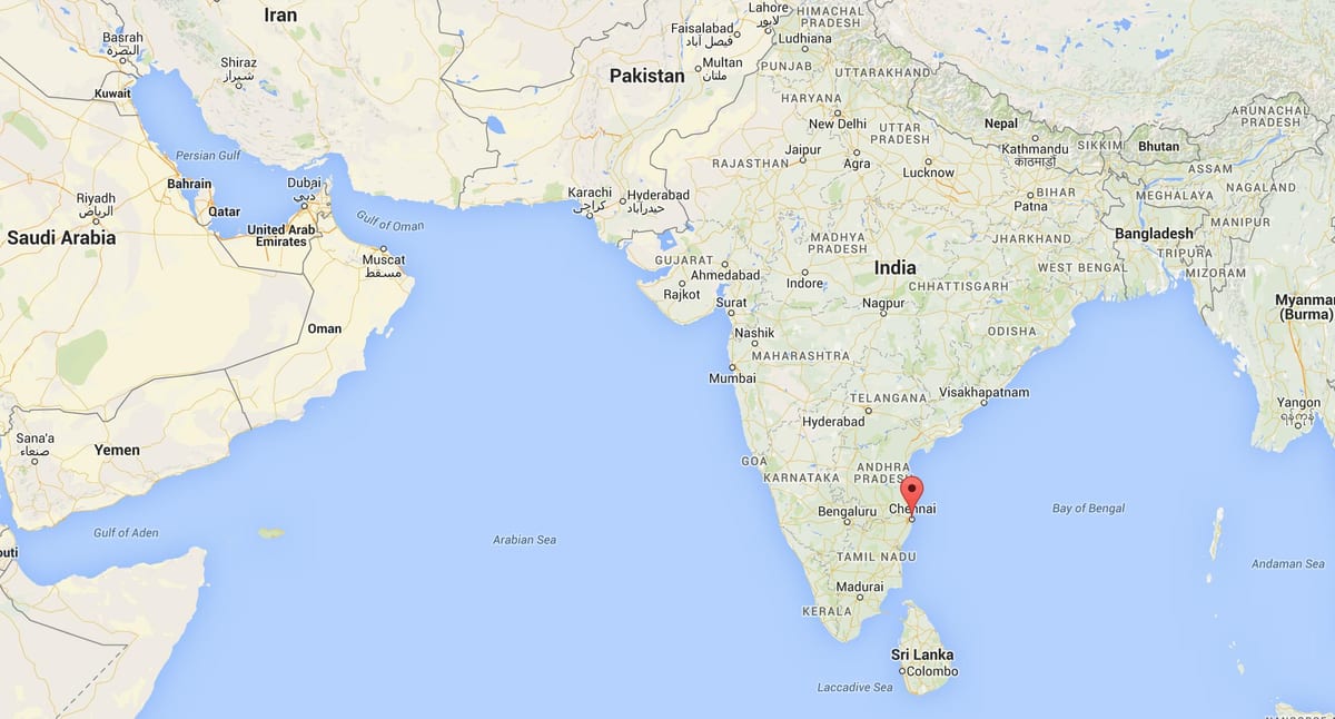 Chennai na indiju mapu