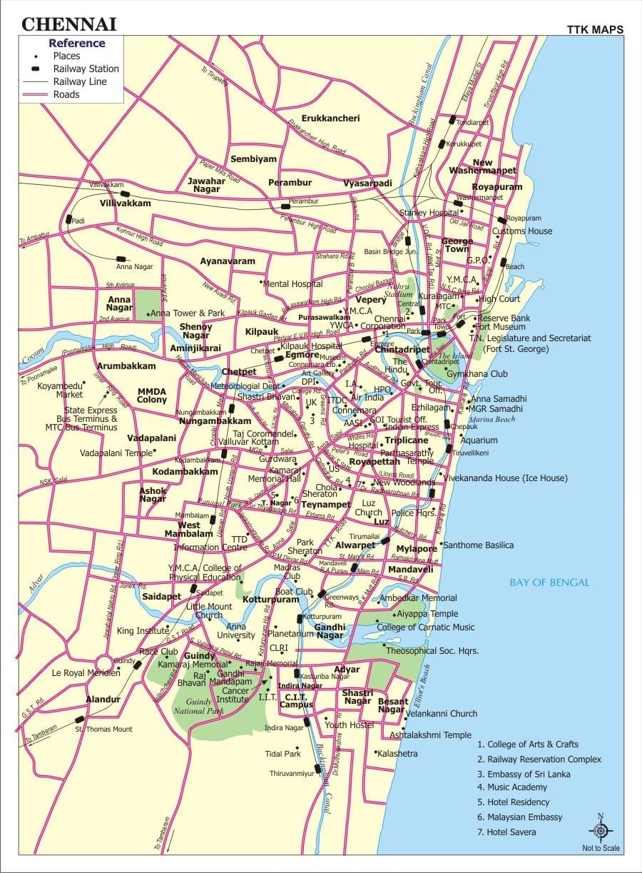 Chennai grad mapa sa ulice